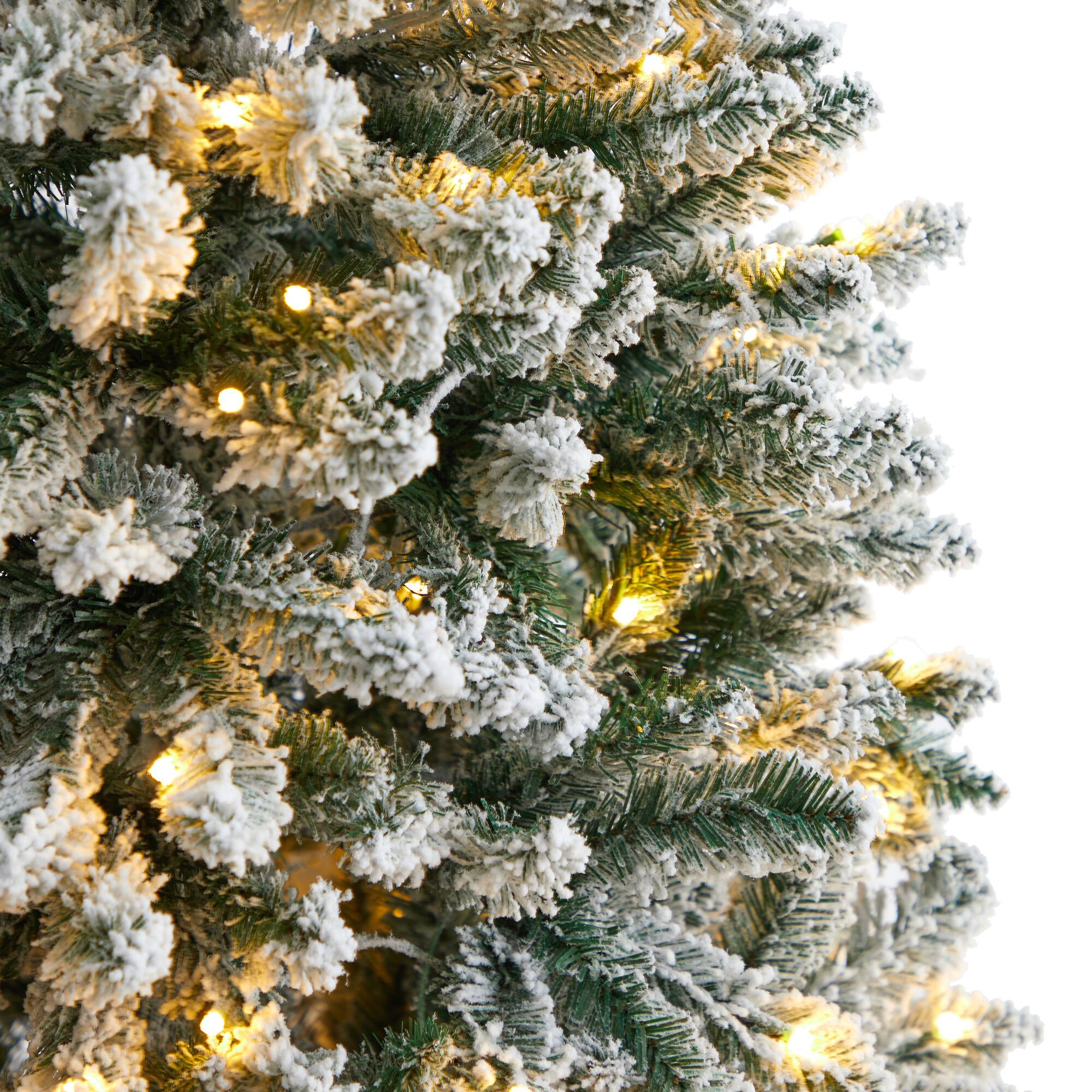 6ft. Pre-Lit Slim Flocked Montreal Fir Artificial Christmas Tree
